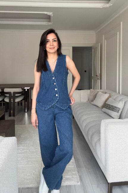 Yelekli Kruvaze Kot Takım