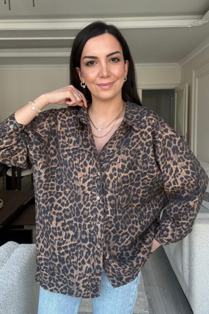 Oversize Leopar Gömlek